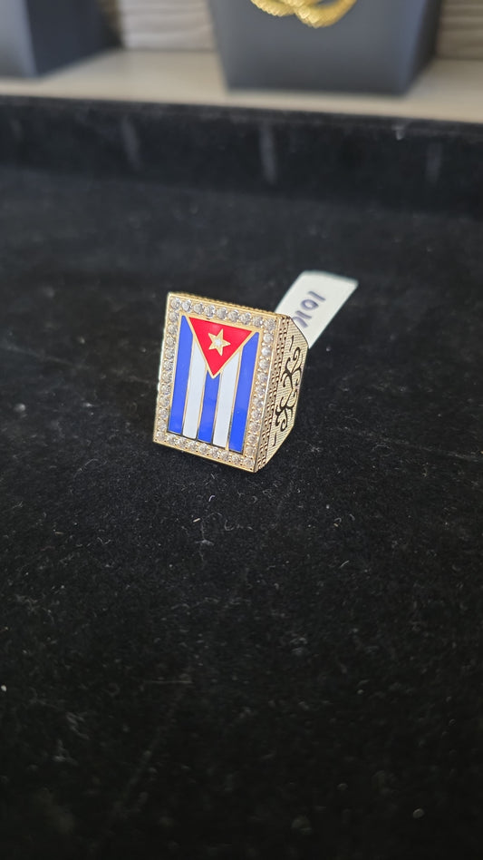 “10K Gold Cuban Flag Ring”